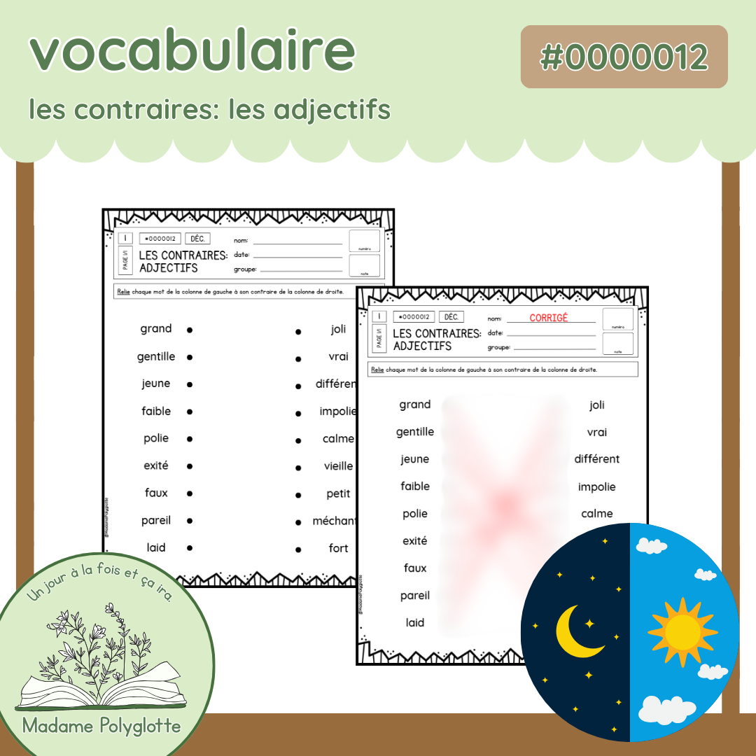 0000012 - Les contraires : les adjectifs
