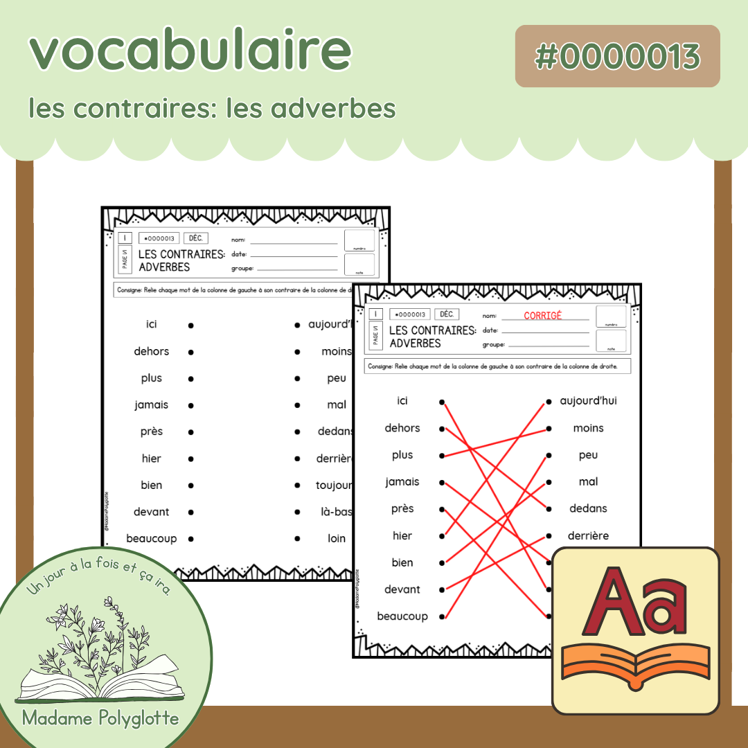 0000013 - Les contraires : les adverbes