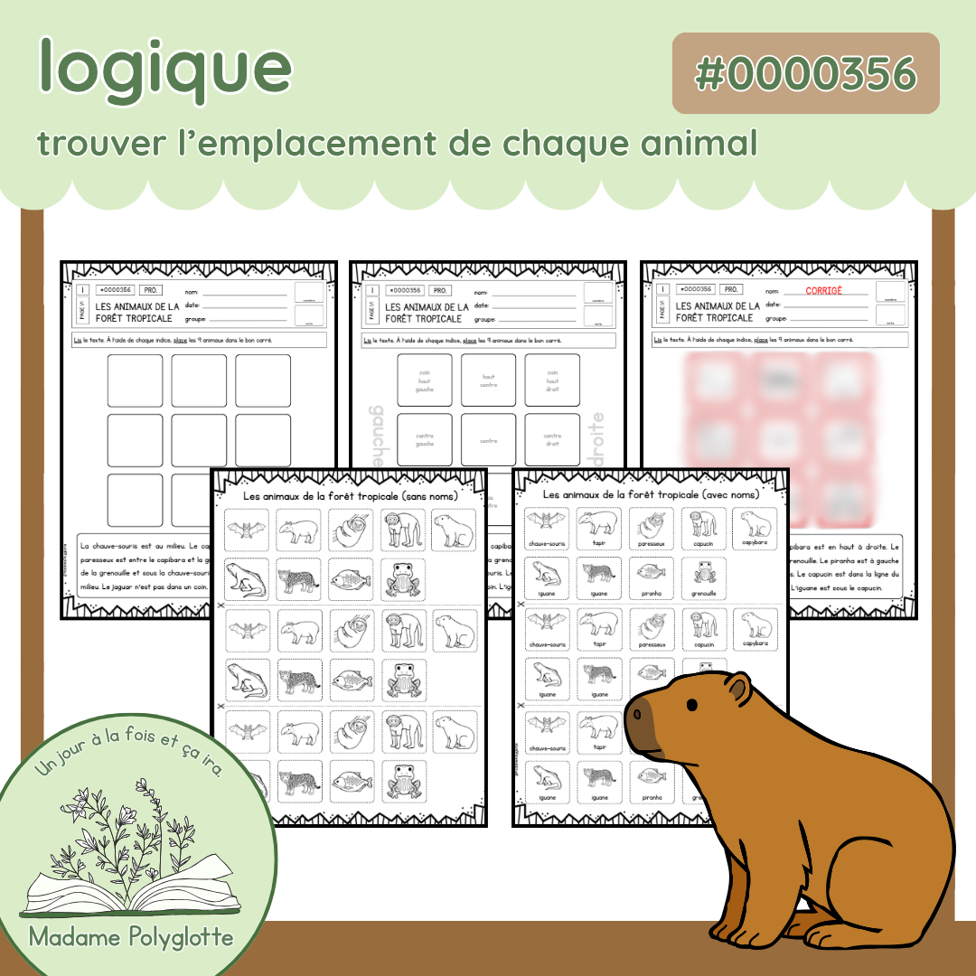 0000356 - Je lis et je résonne - Les animaux de la forêt tropicale