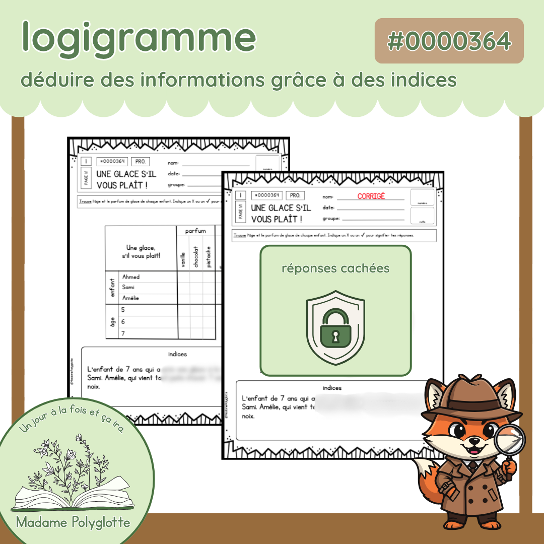 0000364 - Enquêtes logiques - Une glace s'il vous plaît!