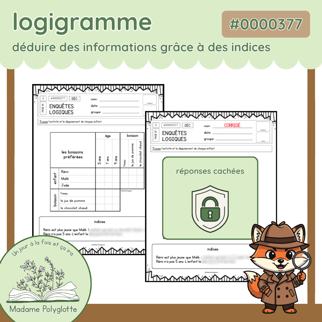 0000377 - Enquêtes logiques - Les boissons préférées