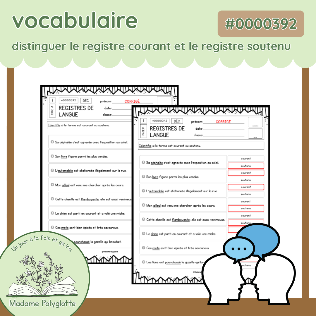 0000392 - Je m'exerce: registre de langue soutenu