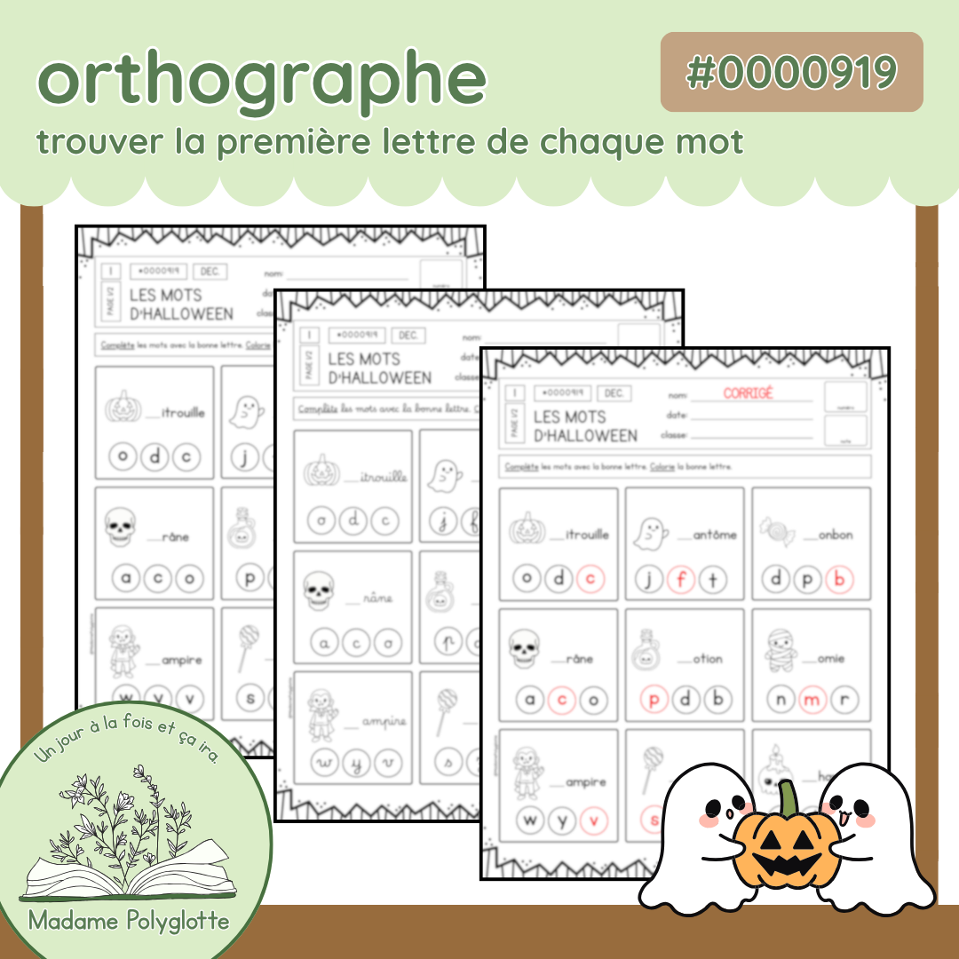 0000919 -  Mots d'Halloween (premières lettres)